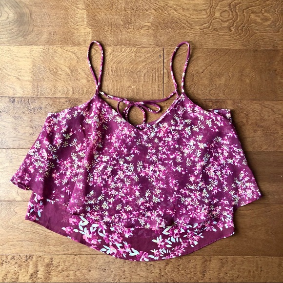 Express Tops - Express Flowy Floral Layered Crop Tank Top